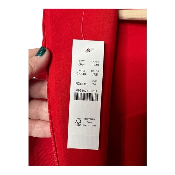 J. Crew Palermo Vintage Red High-neck sheath dress stretch linen Size 6Tall NEW - Picture 7 of 15